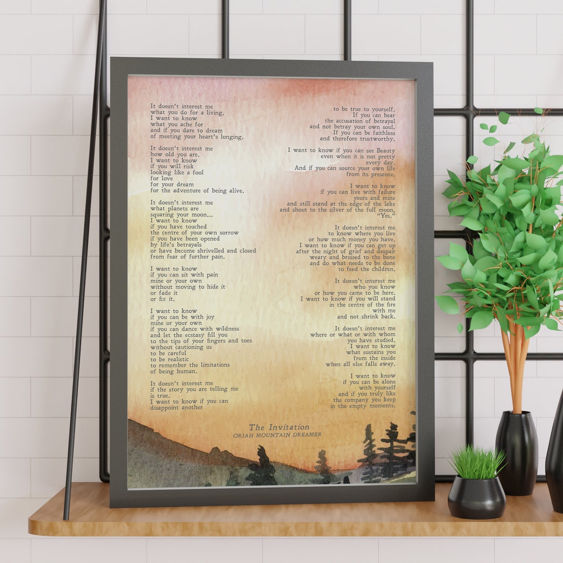 The Invitation Oriah Mountain Dreamer Poem Sunset Watercolor Poster - Image 3