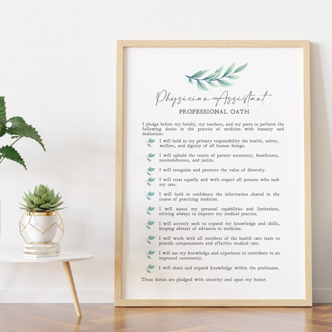 Physician Assistant Oath, Medicine Graduation Art Print