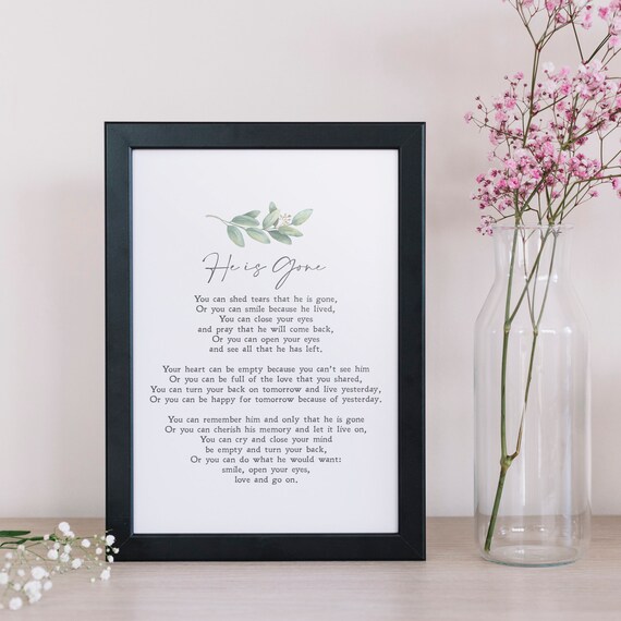 David Harkins Poem, Bereavement Sympathy Art Print