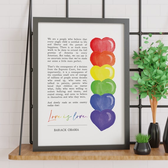 Love Is Love Barack Obama Lgbtq Rights Pride Gift Quotes Speech Gay Marriage Print Wall Art Lesbian Instant