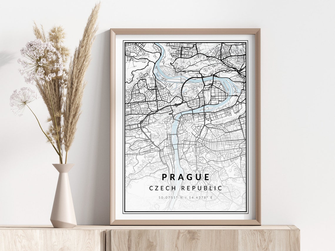 Prague City Map Print Poster Wall Art Geographic