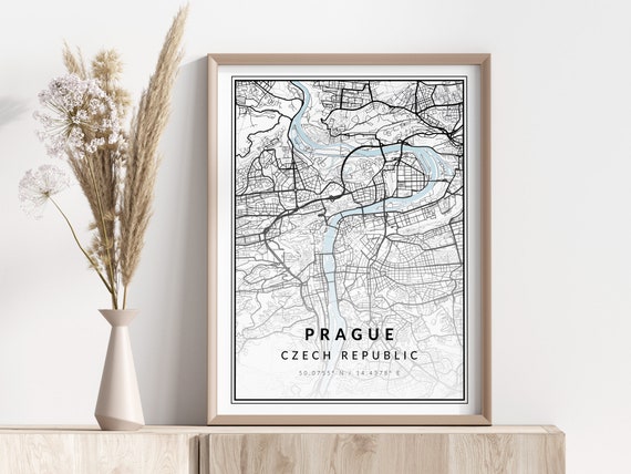 Prague City Map Print Poster Wall Art Geographic
