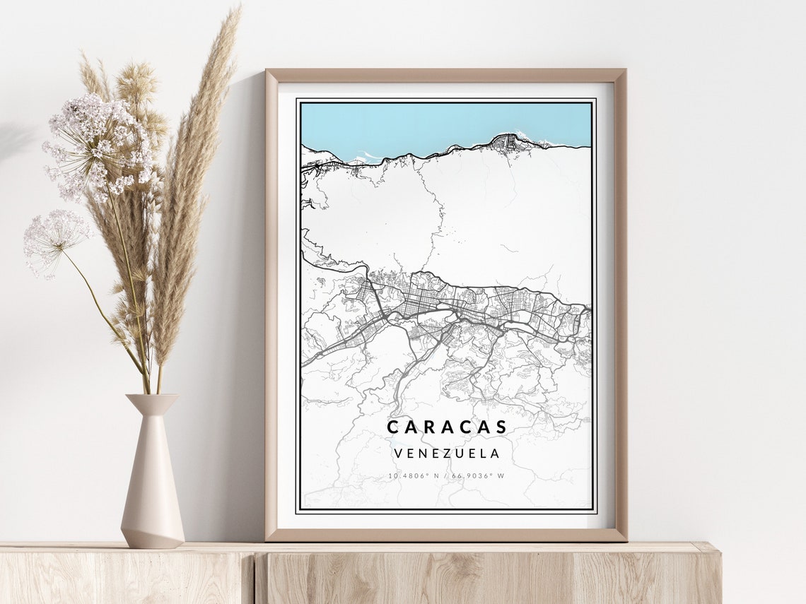 Caracas Map Print Poster Wall Art Geographic