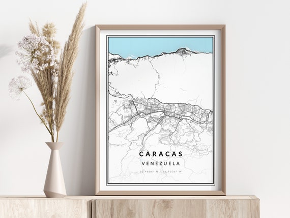 Caracas Map Print Poster Wall Art Geographic