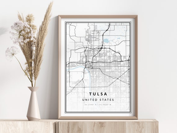 Tulsa City Map Print Poster Wall Art Geographic