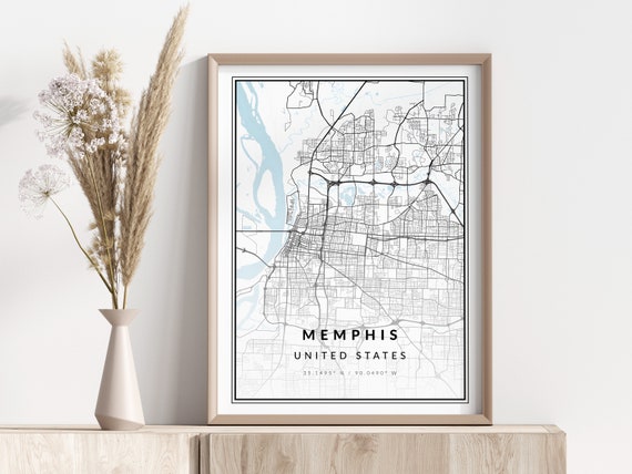 Memphis City Map Print Poster Wall Art Geographic