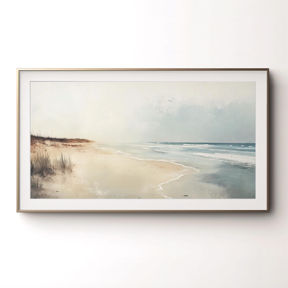 Serene Beach Shoreline Gentle Waves Neutral Coastal Calm Poster - Image 2