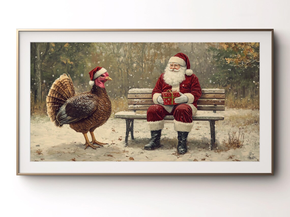 Thanksgiving Christmas TV Art, Holiday Wall Art Print - Image 2