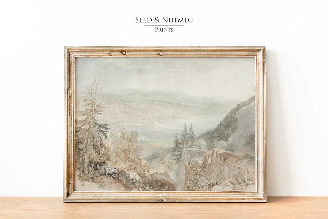 Mountain Landscape Neutral Wall Art Prints Light Academia Vintage Muted Neutral Wall Decor Wall Art 132