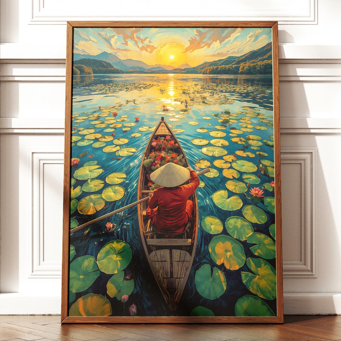 Ha Long Bay Sunset Boat Travel Poster, Vietnam