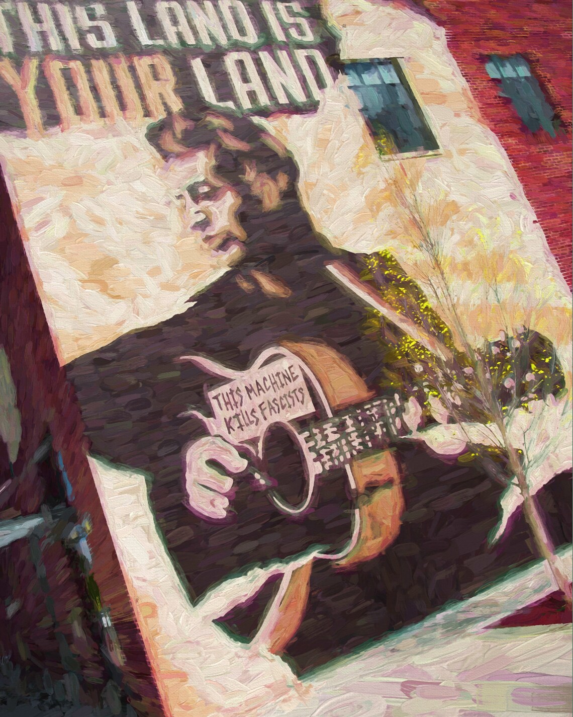 Woody Guthrie This Land Is Your Land Mural Guitar Street Art Poster