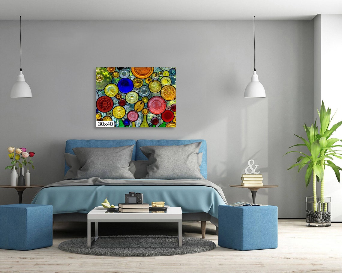 Colorful Stained Glass Bottles Circles Abstract Mosaic Art Wall Poster - Image 5