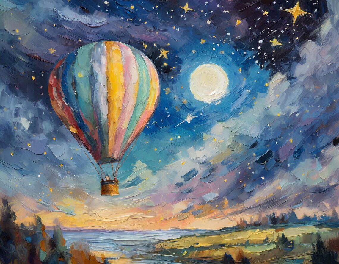 Pastel Hot Air Balloon Nursery Art Print