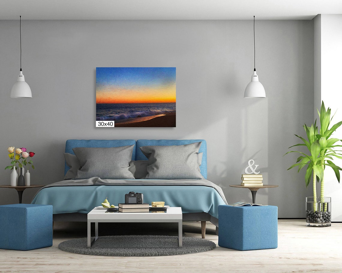 Fiery Ocean Sunset Waves on the Shore Vibrant Sky Travel Poster - Image 5
