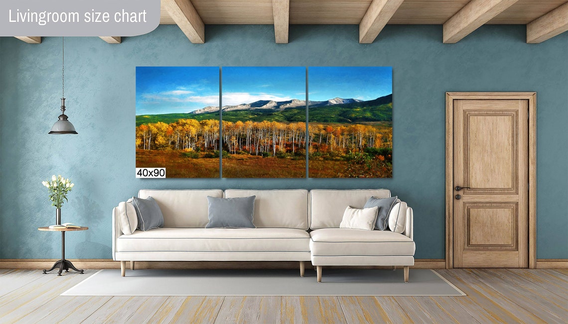 Golden Aspen Grove with Rocky Mountain Peak Blue Sky Fall Poster - Image 2