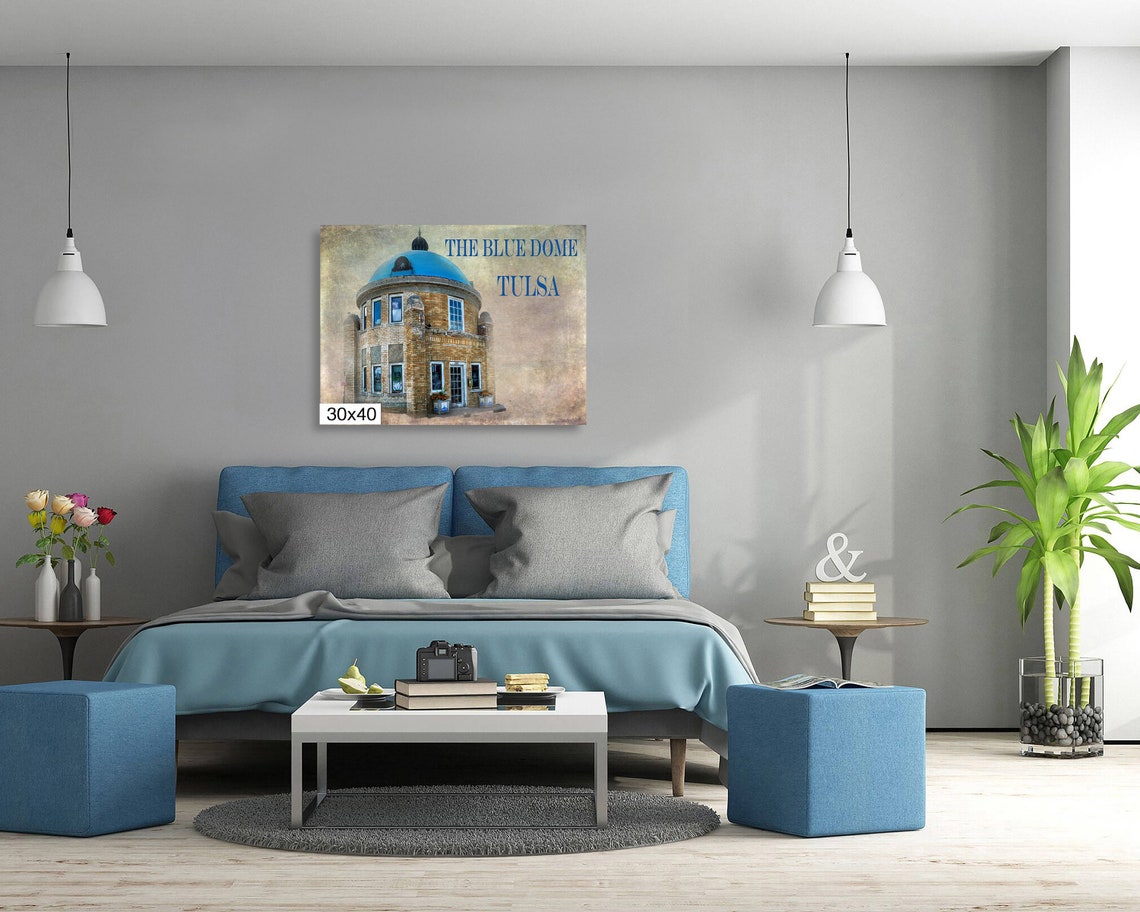 The Blue Dome Tulsa Historic Round Building with Text Wall Poster - Image 5