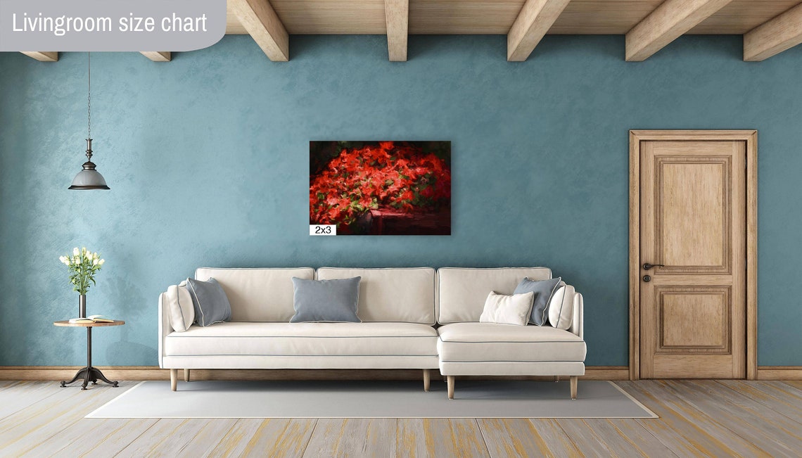 Crimson Red Impatiens Blossoms Impressionist Bold Floral Art Poster - Image 4
