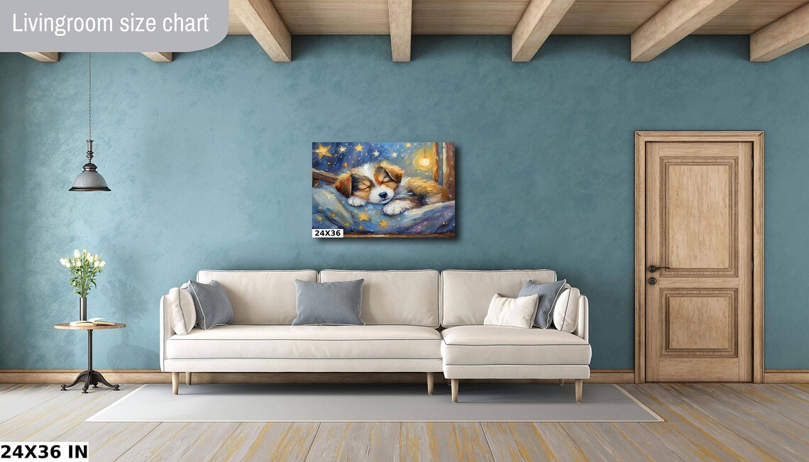 Sleepy Puppy Under Starry Night Sky Sweet Nursery Wall Art Poster - Image 5
