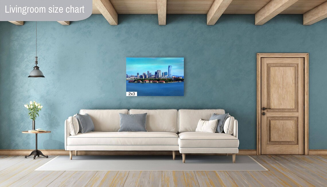 Ellis Island Jersey City Skyline Across New York Harbor Day Poster - Image 4