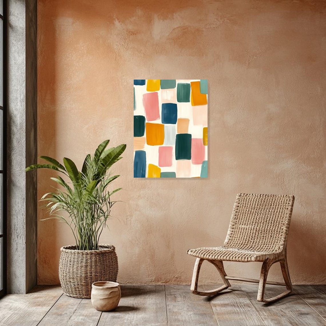 Abstract Geometric Print Inspired By Modern Art With Bold Colors For Home Decor And Wall Art - Image 3