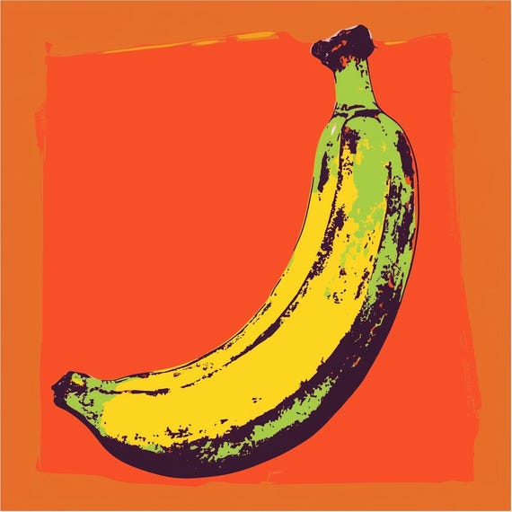 Quirky Banana Print In Pop Art Style Bold Yellow Green Artwork For Colorful Home Decor And Unique Wall Art