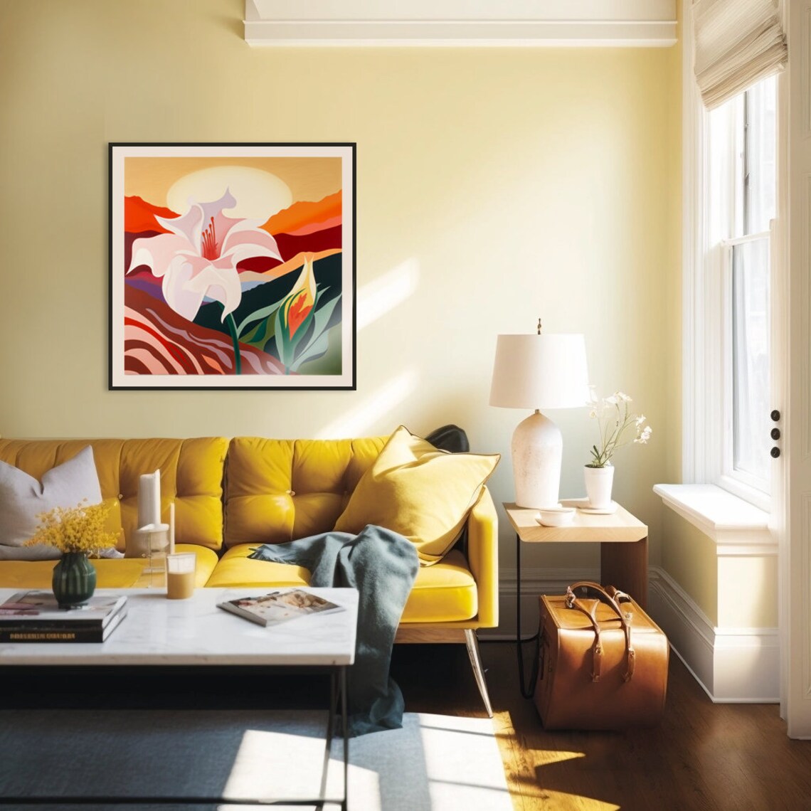 Giant Day Lily Flower Desert Sunset Colorful Botanical Poster - Image 2