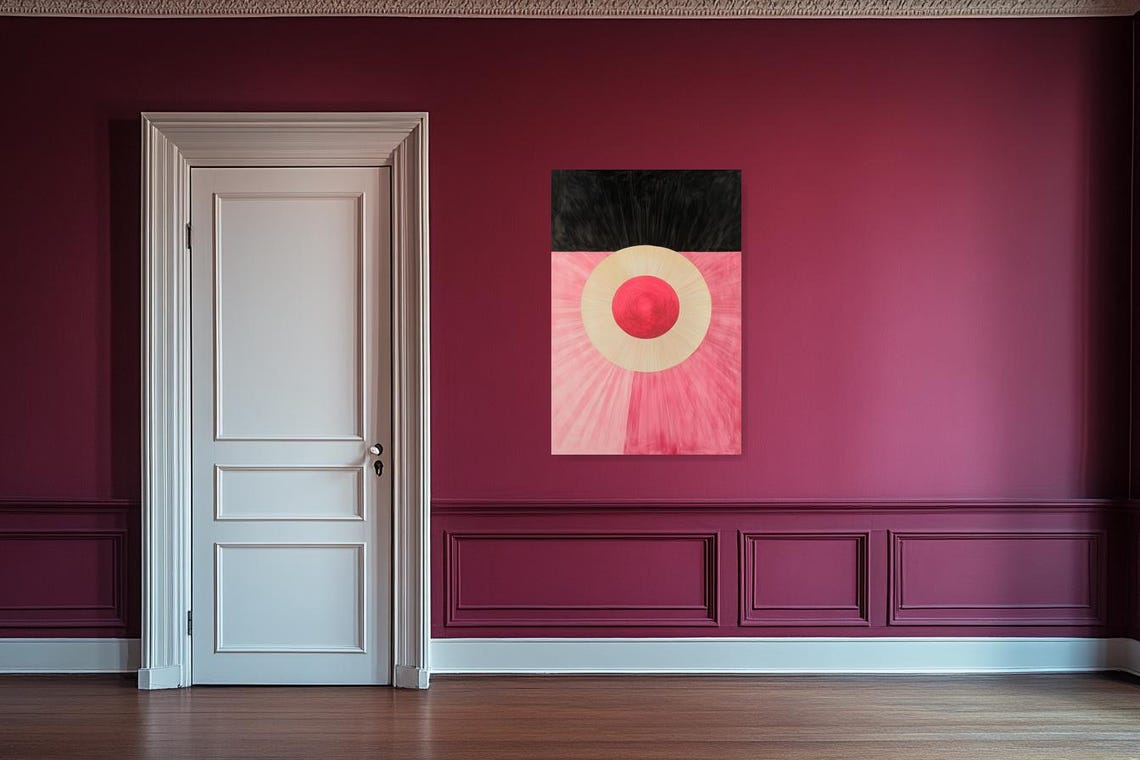 Pink Sun Geometric Abstract Radiant Circle Minimalist Art Poster - Image 2