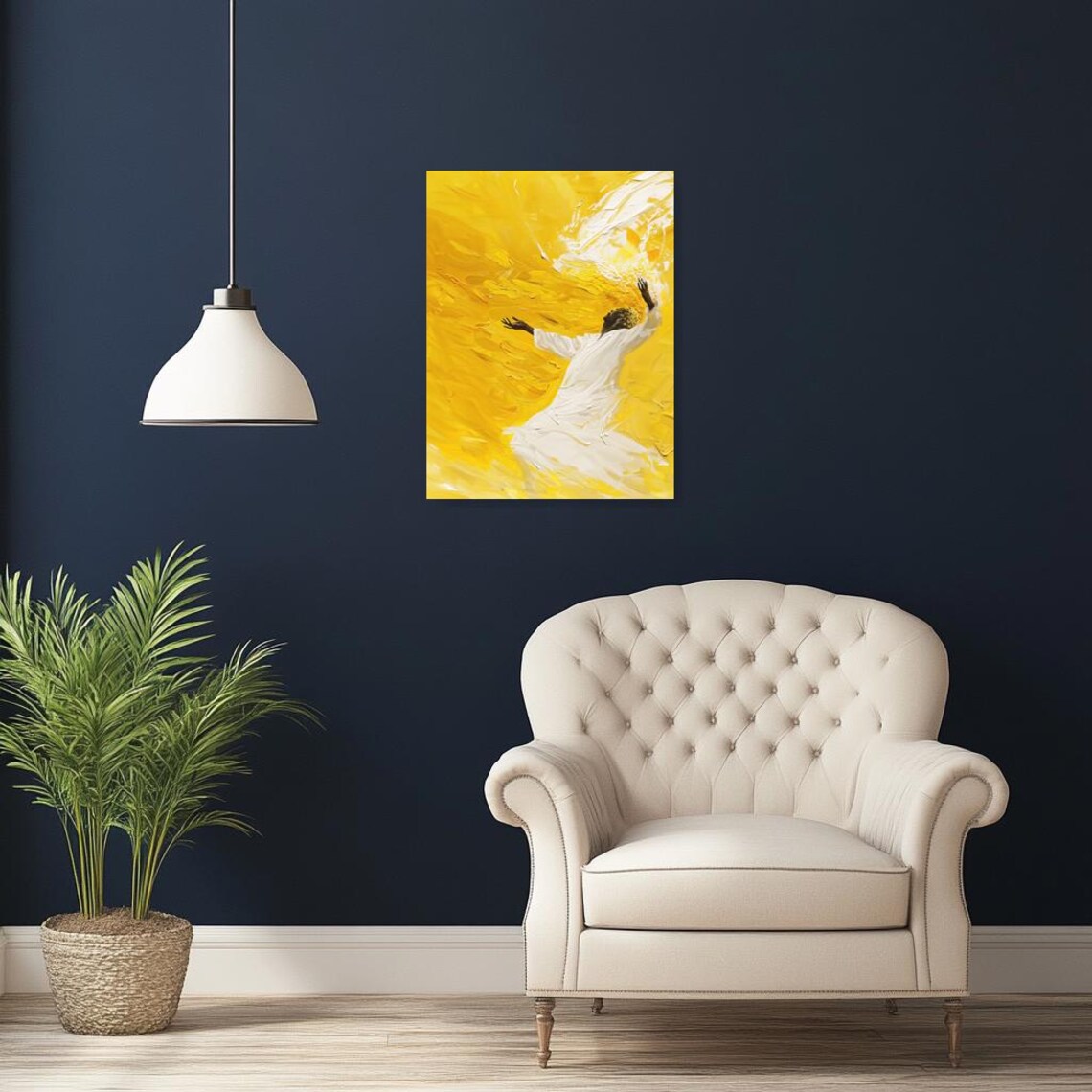 Van Gogh Inspired Yellow Abstract, Energetic Brushstrokes - Image 2