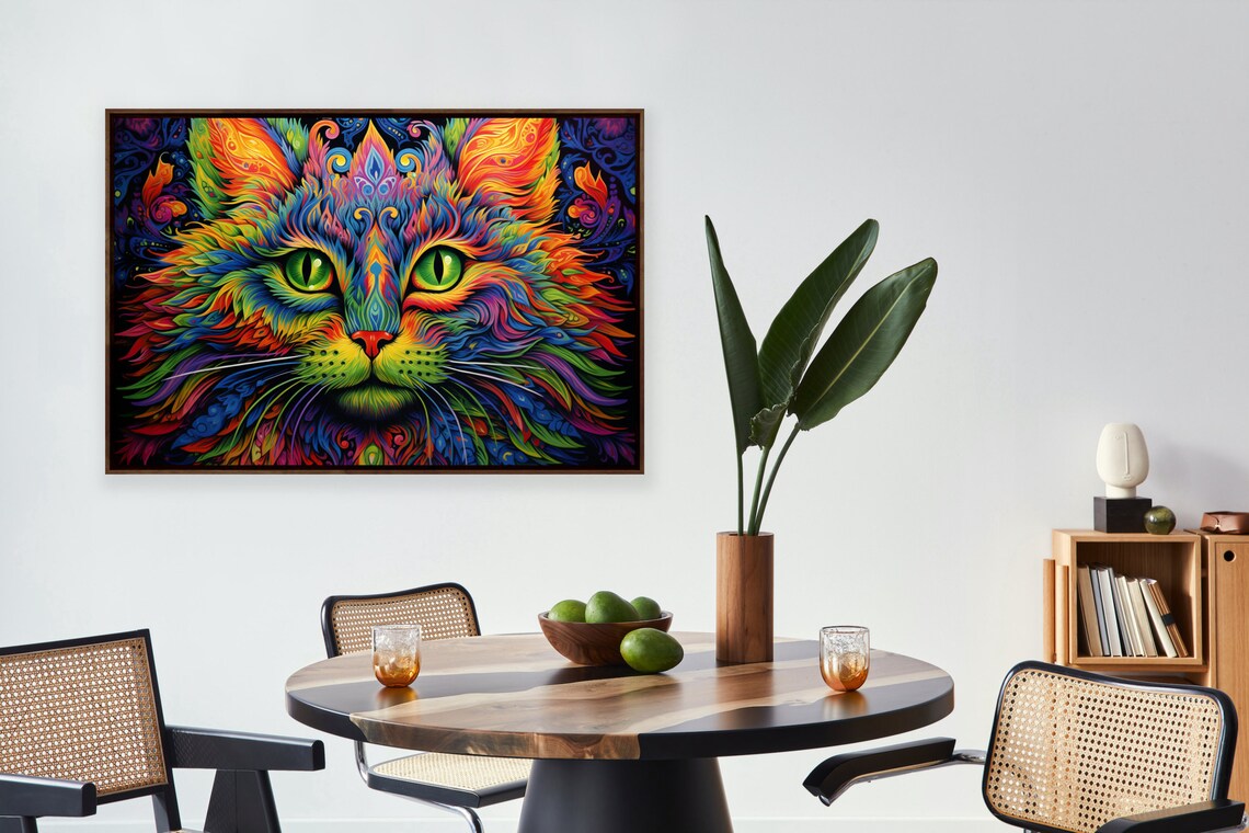Psychedelic Cat With Mesmerizing Green Eyes - Image 2
