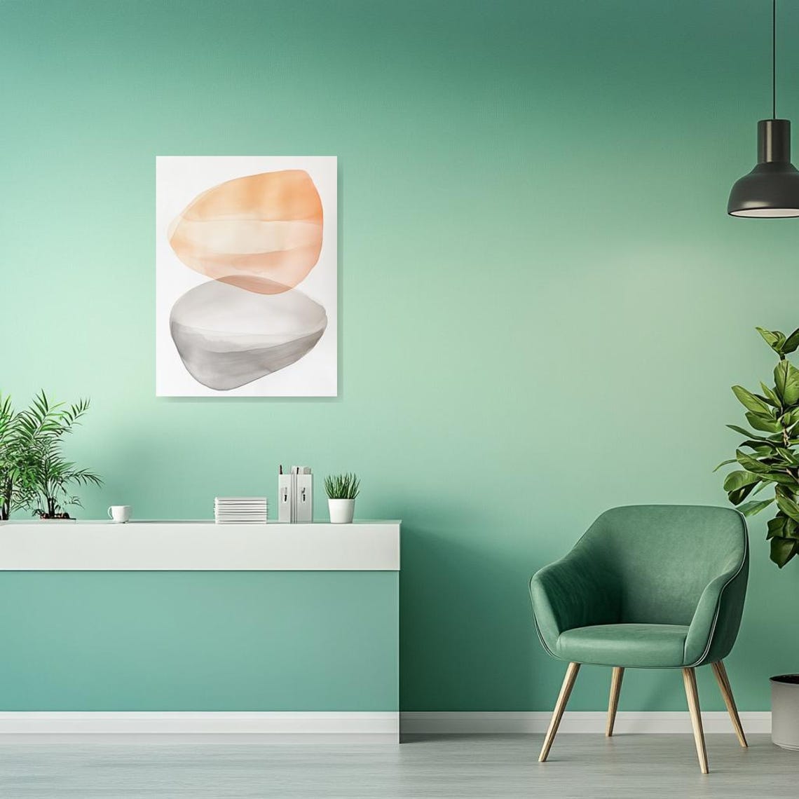 Soft Earth Tone Watercolor Abstract Stacked Stone Shapes Poster - Image 2