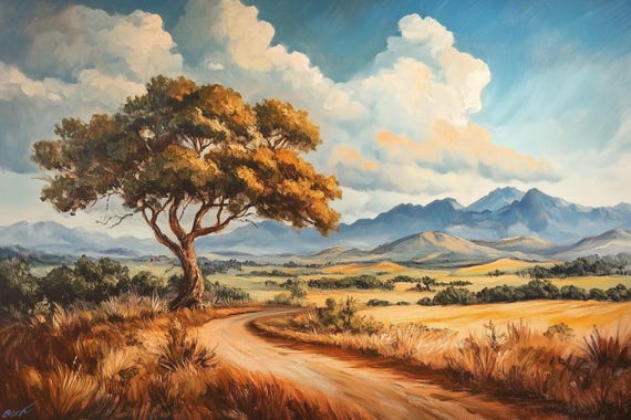 Custom Print Inspired By Impressionist Landscapes With Majestic Tree And Vibrant Sky Wall Art Home Decor