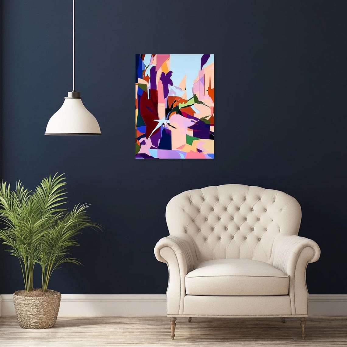 Modern Abstract Print Inspired By Matisse With Geometric Shapes And Bold Colorful Palette For Home Decor - Image 2