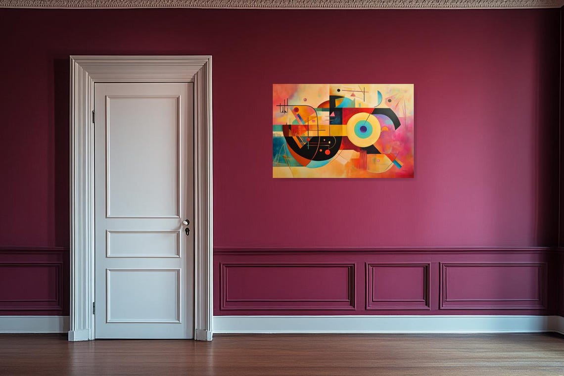 Abstract Geometric Print Inspired By Wassily Kandinsky In Bold Colors For Modern Home Decor - Image 3