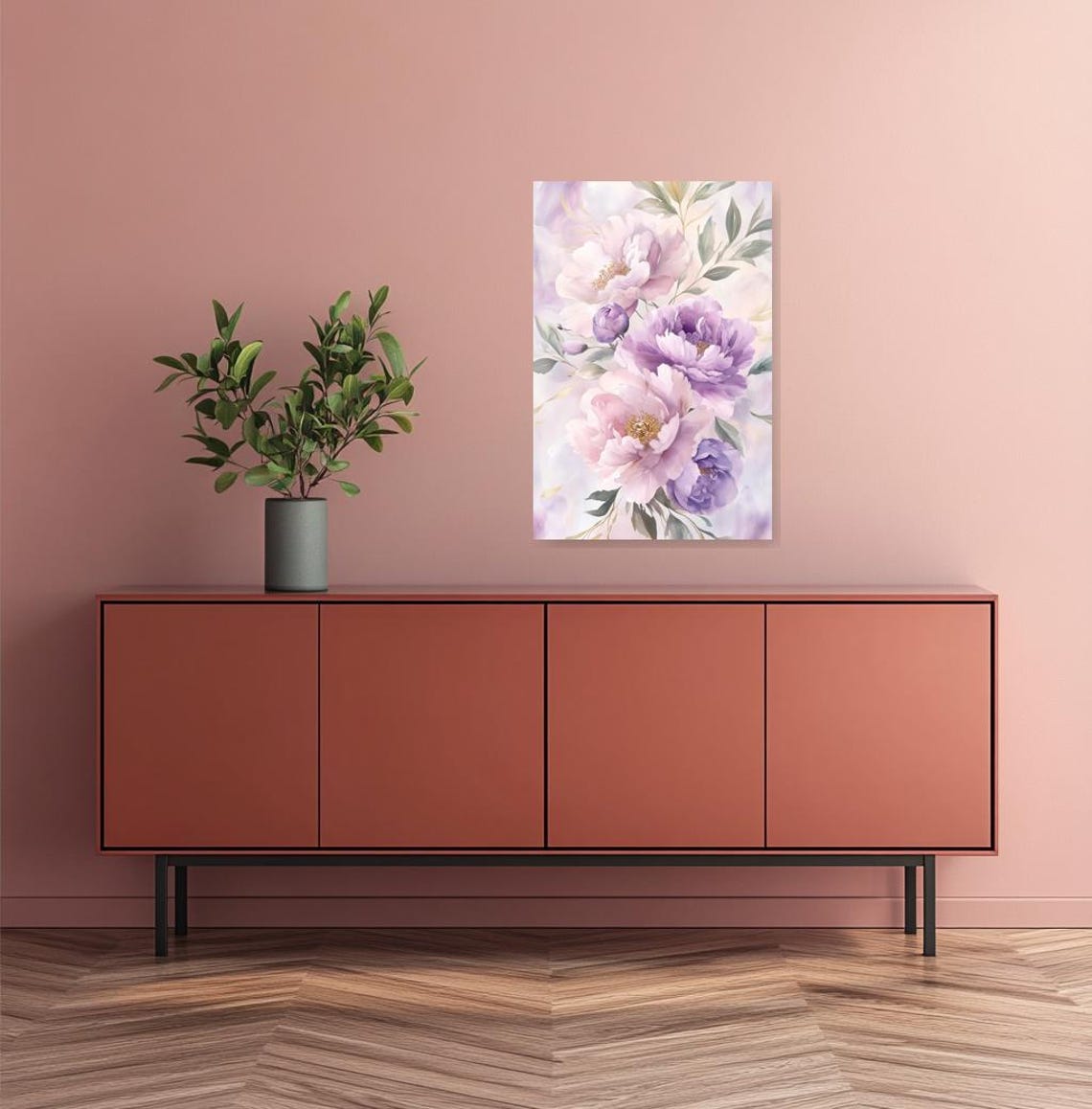 Soft Lavender and Pink Peonies in Delicate Watercolor Poster - Image 2
