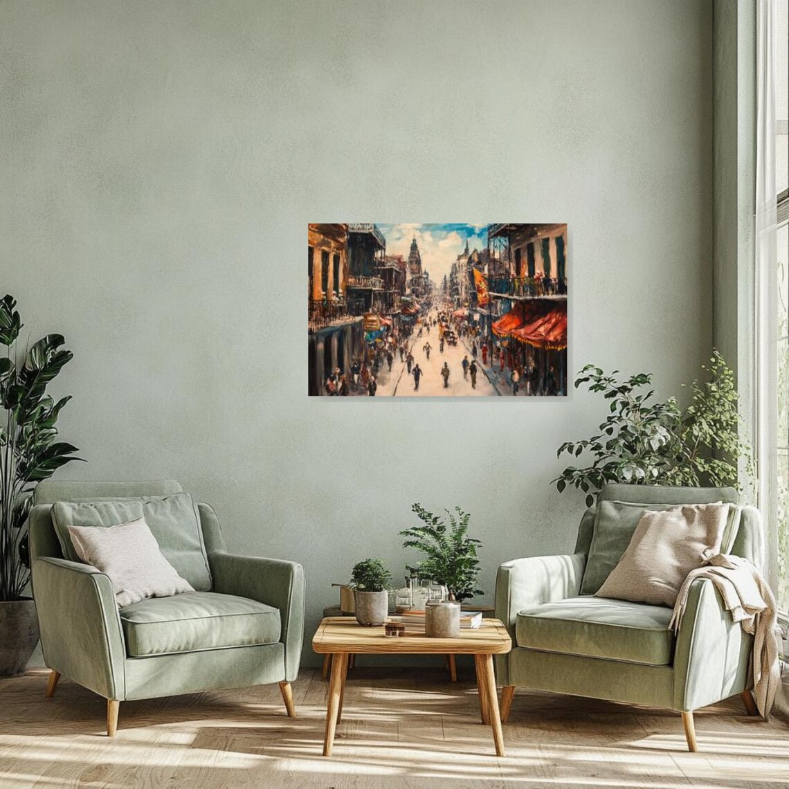 New Orleans French Quarter Busy Street Scene Painting Poster - Image 2