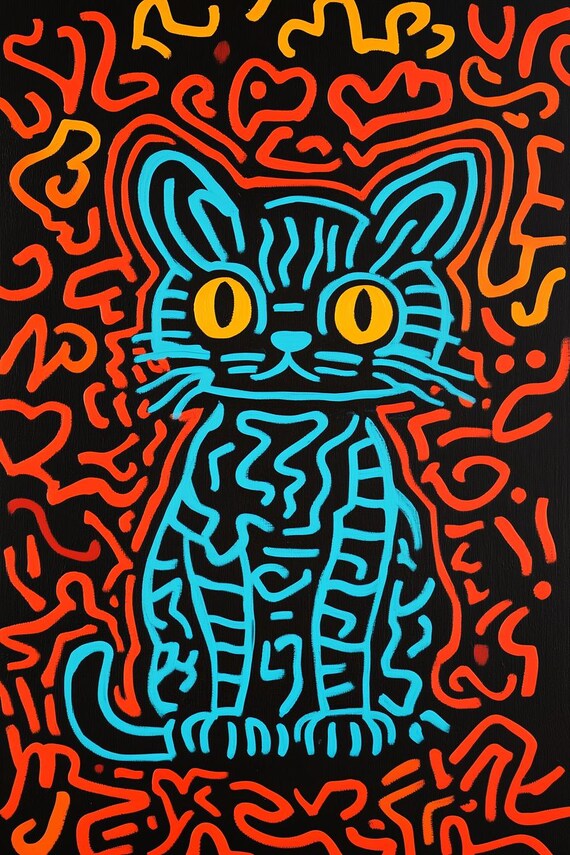 Custom Cat Artwork, Bold Pop Art Style