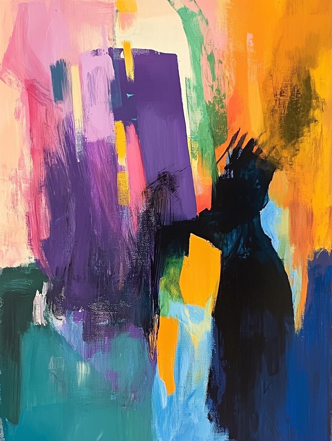 Abstract Art Inspired By Cy Twombly Bold Colors Energetic Shapes Unique Wall Art Home Decor