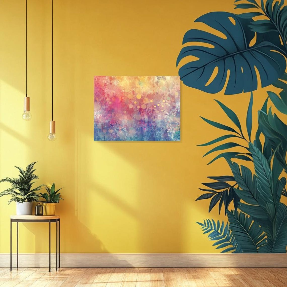 Dreamy Pastel Abstract Bokeh Warm Color Wash Textured Poster - Image 3
