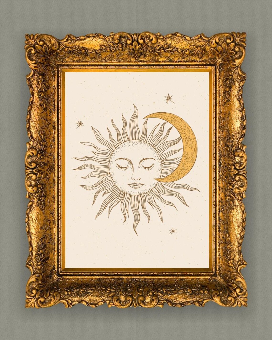 Boho Sun and Moon Art Print, Celestial Wall Art