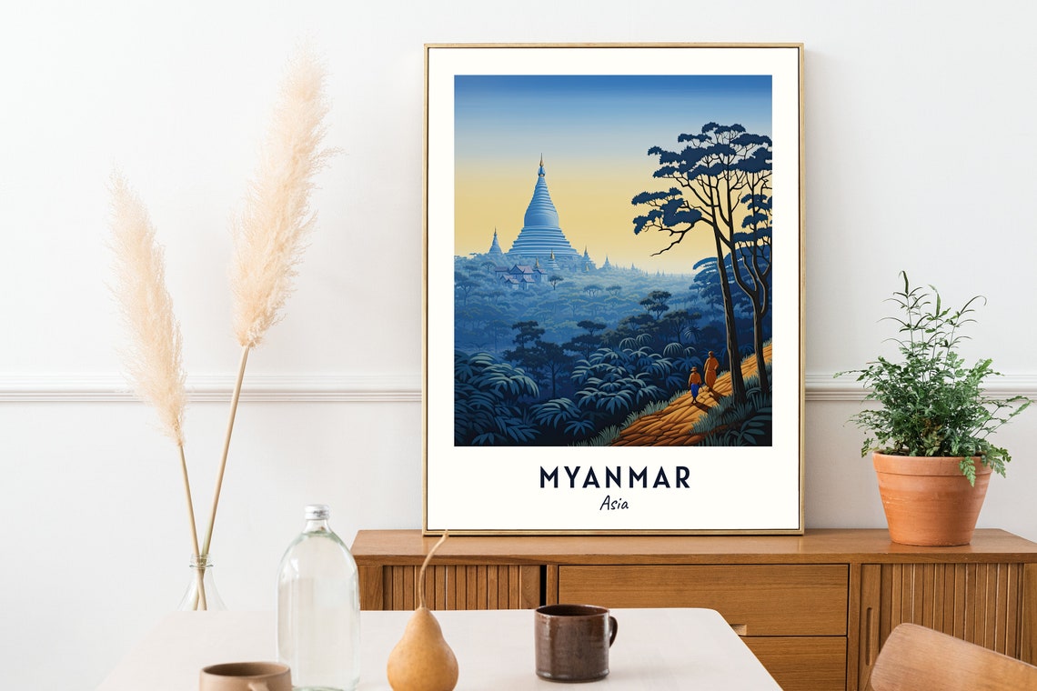 Myanmar Asia Travel Print Wall Art Myanmar Asia City Print Myanmar Asia Travel Gift Myanmar Asia Poster Wall Art - Image 2
