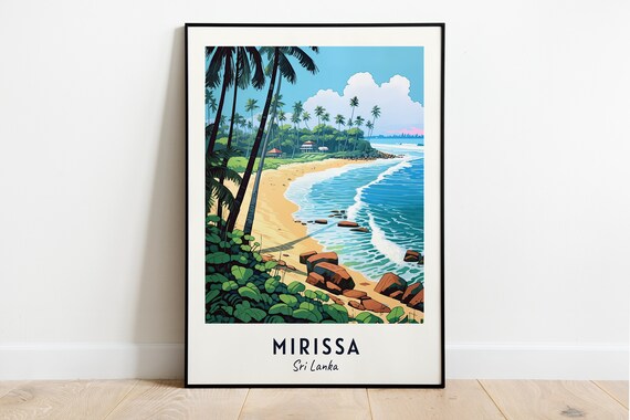 Mirissa Sri Lanka Palm Beach Turquoise Waves Red Rocks Poster