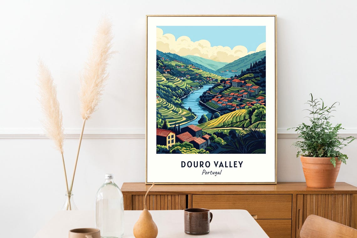 Douro Valley Portugal Terraced Vineyards River Travel Poster - Image 2