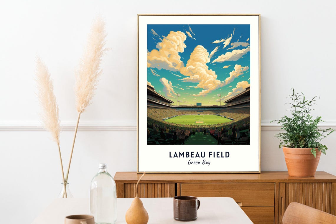 Lambeau Field Green Bay Stadium Packed Crowd Game Day Poster - Image 2