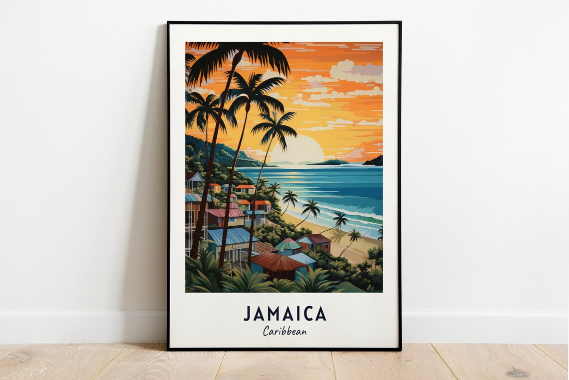 Jamaica Travel Poster, Caribbean City Art Print