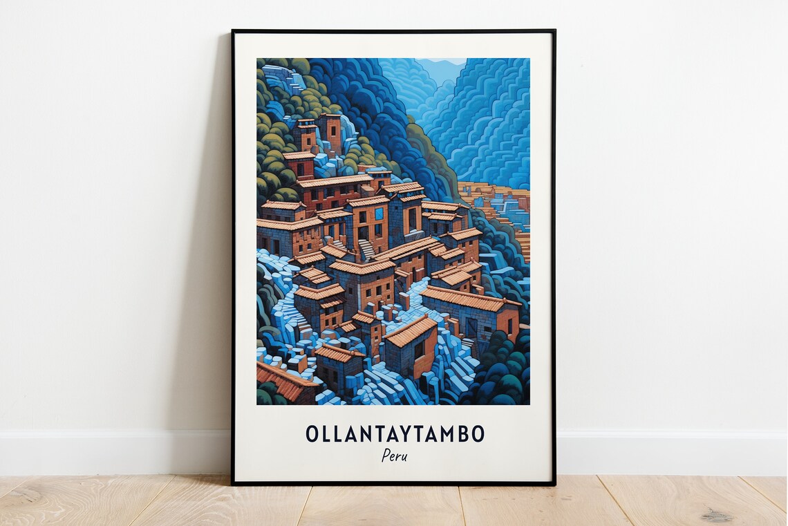 Ollantaytambo Inca Stone Village beneath the Andes Mountains Peru Poster