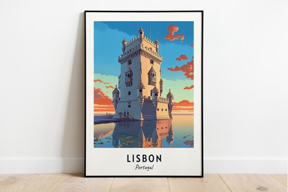 Belem Tower Lisbon Portugal Golden Sunset Over The Tagus Poster