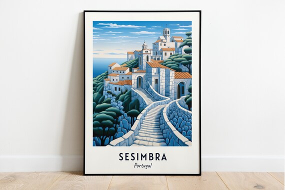 Sesimbra Castle Hilltop Fortress above the Bay Portugal Travel Poster