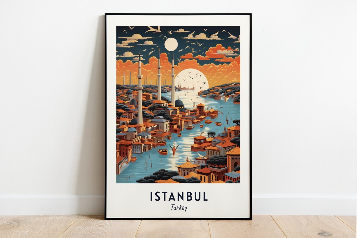 Istanbul Travel Poster, Turkey City Print