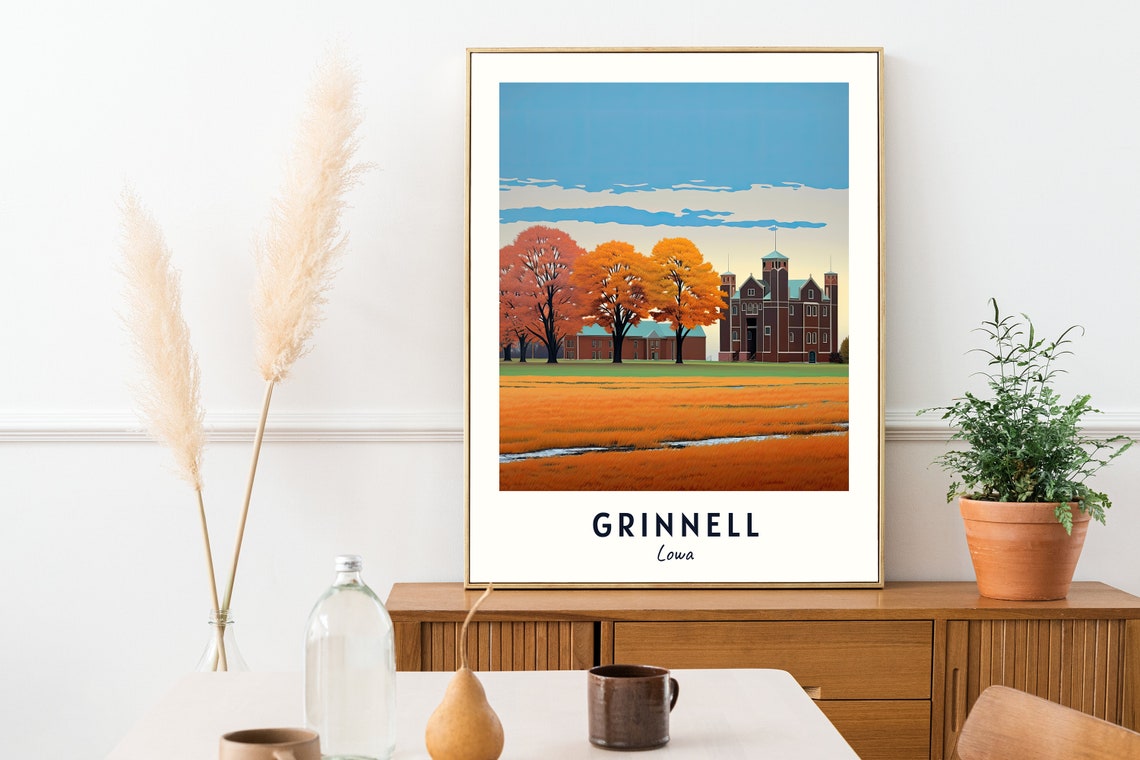 Grinnell Travel Print Wall Art Grinnell Lowa City Print Grinnell Travel Gift Grinnell City Poster Travel Gift - Image 2