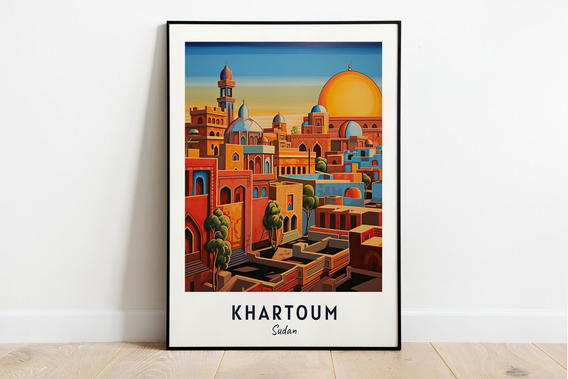 Khartoum Sudan Old City Domes Minarets Sunset Rooftop Travel Poster